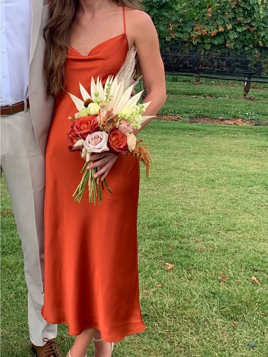 Show Me Your MuMu Dresses & Skirts - Show Me Your MuMu Rust-Orange Satin Slip Dress